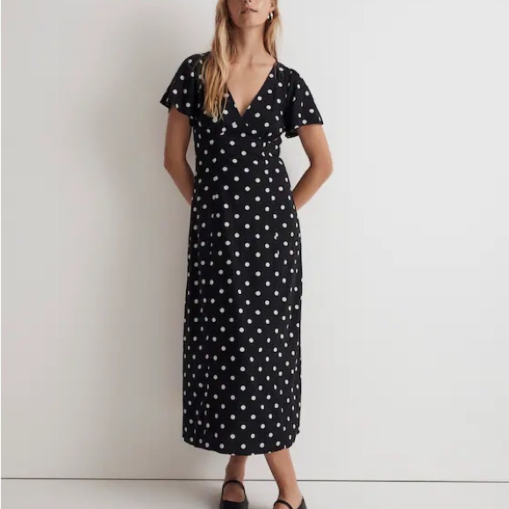Madewell Black and White Polka Dot Midi Dress